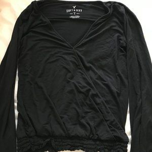 Black long sleeve soft & sexy cotton top